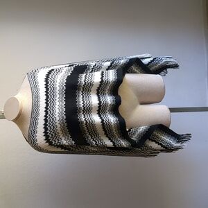 Missoni Black/White Fringed Italian Poncho